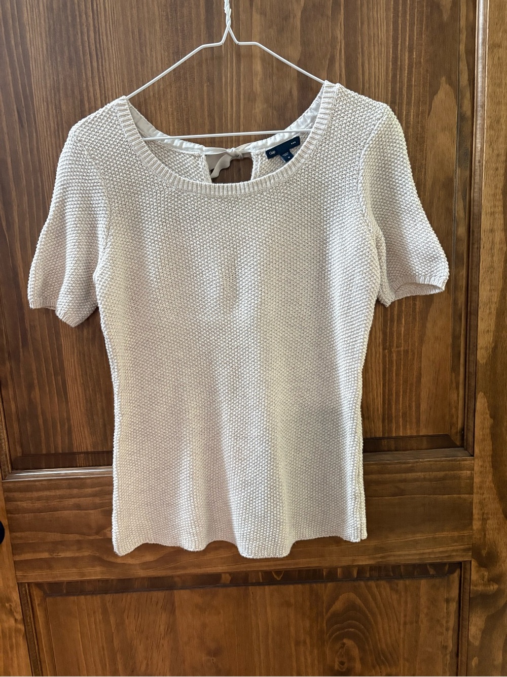 GAP Cream Short-Sleeve Knit Top, size M